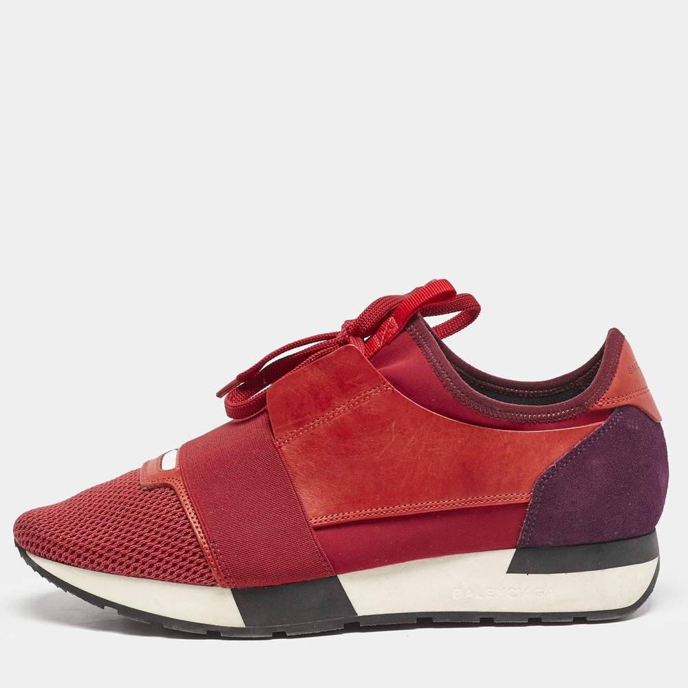 Balenciaga Multicolor Leather and Mesh Race Runner Low Top Sneakers Size 39