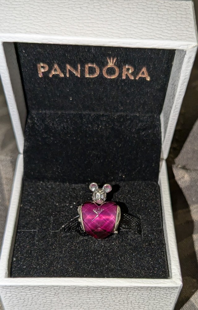 Pandora S925 Silver Mickey Mouse Heart Slide Charm Disney