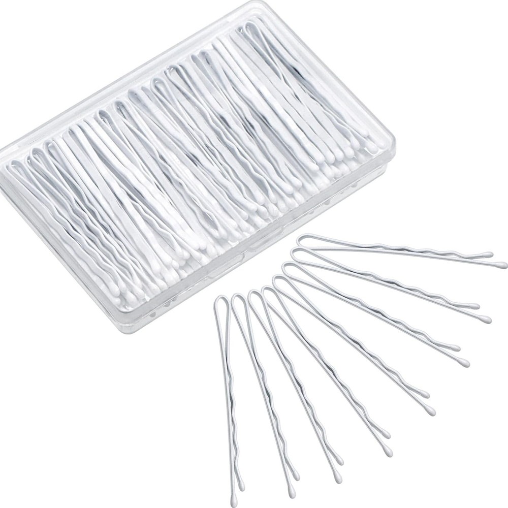 Hicarer 100 Pieces White Bobby Pins 2.2 Inch Hair Pins for Women Wave Hair Clips
