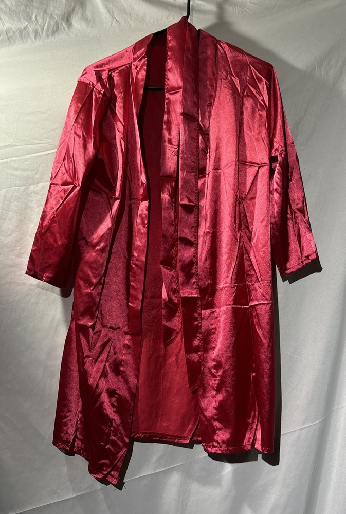 Sexy Robe Soft Satin Lingerie Dress Babydoll Nightgown Sleepwear Thigh Red OS