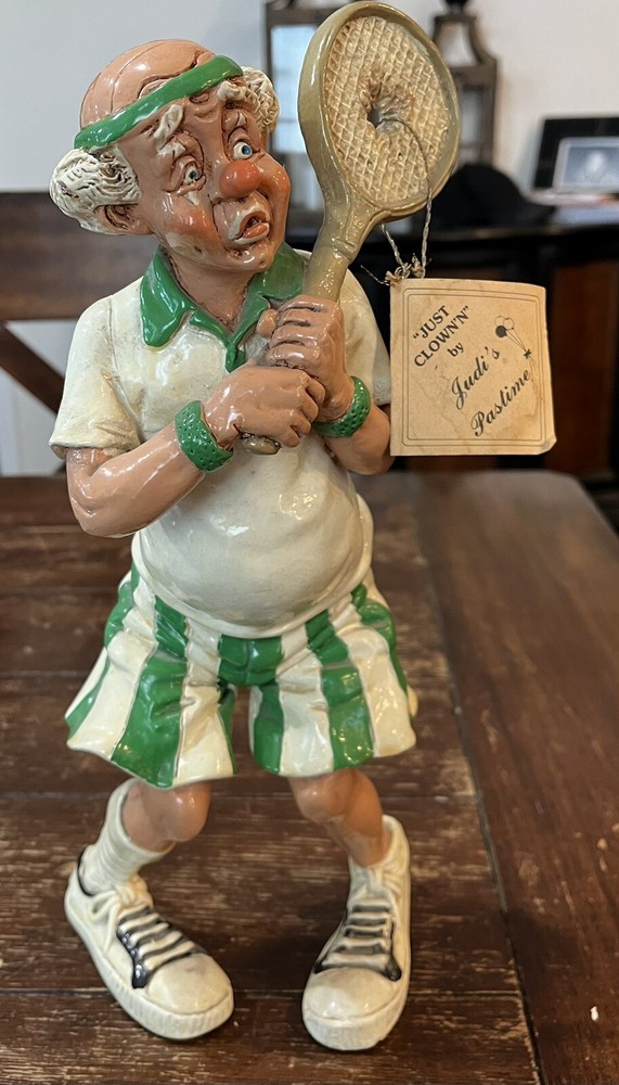 Judi's Pastime Vintage Just Clown'n Tennis Clown Figurine Hand Painted 1983