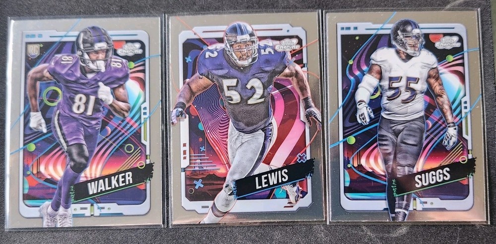 BALTIMORE RAVENS 3-CARD LOT 2024 Topps Cosmic Chrome WALKER (RC)/LEWIS/SUGGS