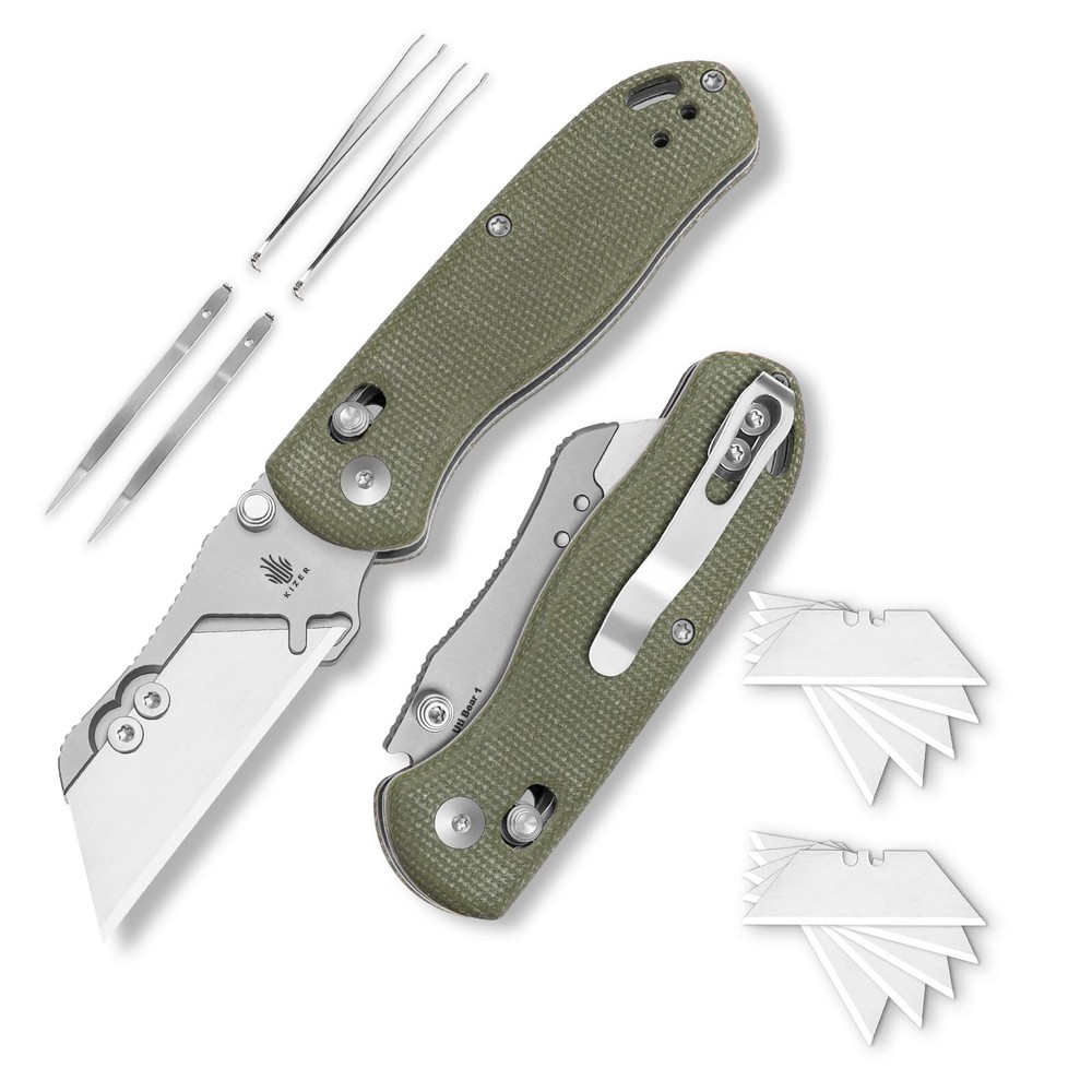 Drop Bear Dual-Screw Folding Utility Knife with Clutch Lock Box Cutter