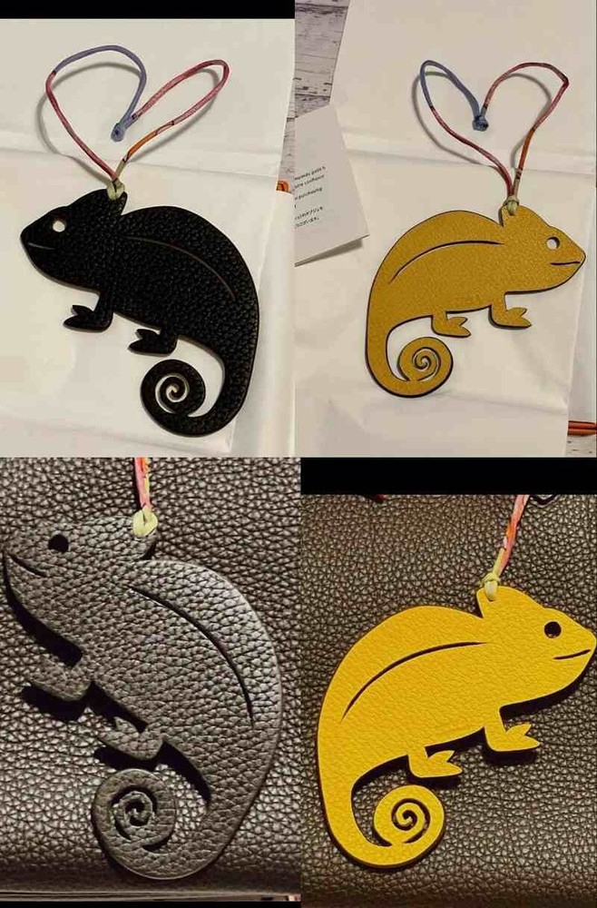 Hermes Petit H Chameleon Charm Black Mustard with Box Japan