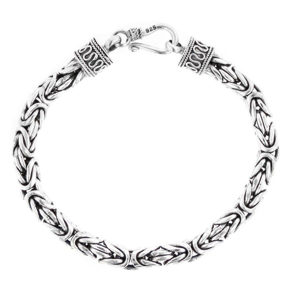 6MM MENS BYZANTINE BALI SOLID 925 STERLING SILVER CHAIN ANKLET bracelet, 6-10