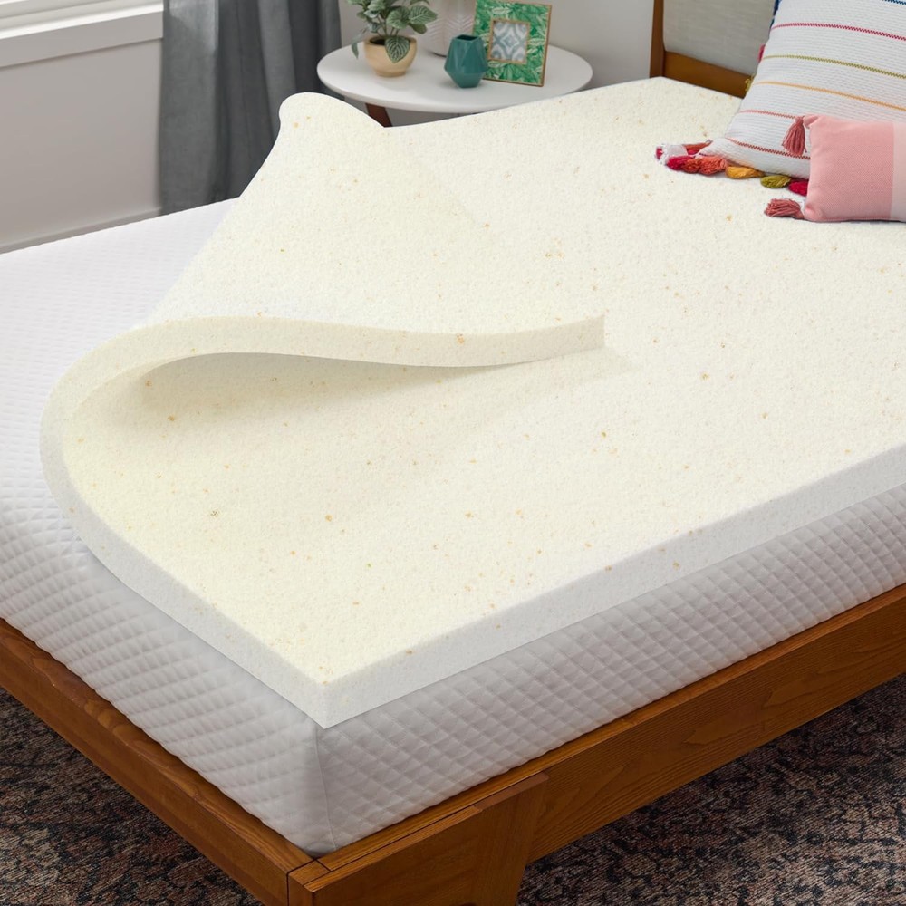 , 1-Inch Copper-Infused Memory Foam Mattress Toppers, Cooling and Pressure Re...