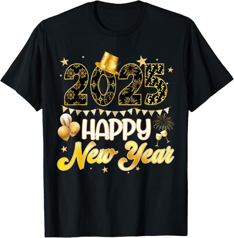 Happy New Year Party 2025 Ballon Family Matching Tshirt , Not delivered by Xmas