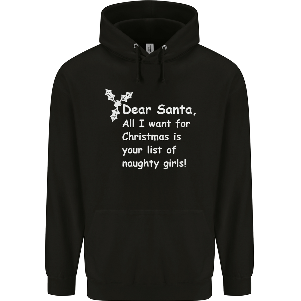 Santa Claus Naughty Girls Funny Christmas Mens 80% Cotton Hoodie