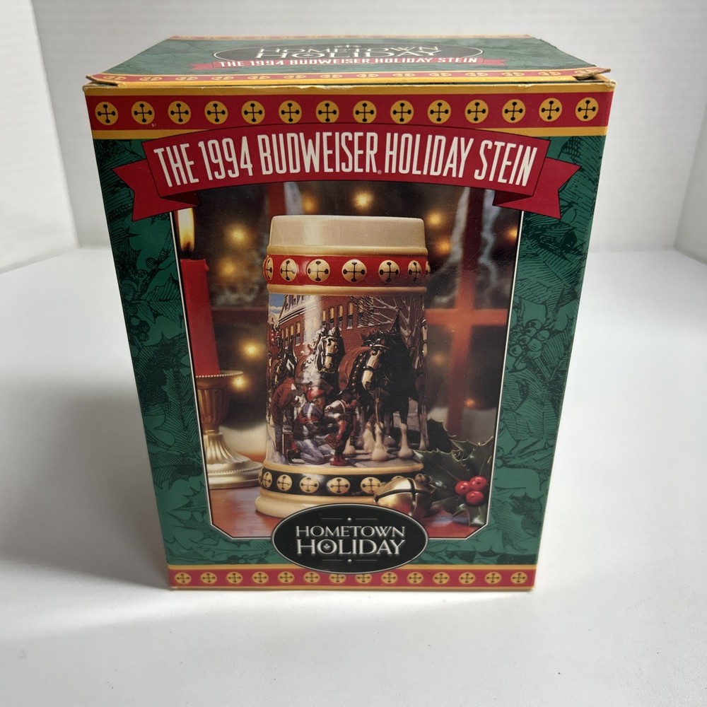 Budweiser 1994 Hometown Holiday Stein, New in Box with COA