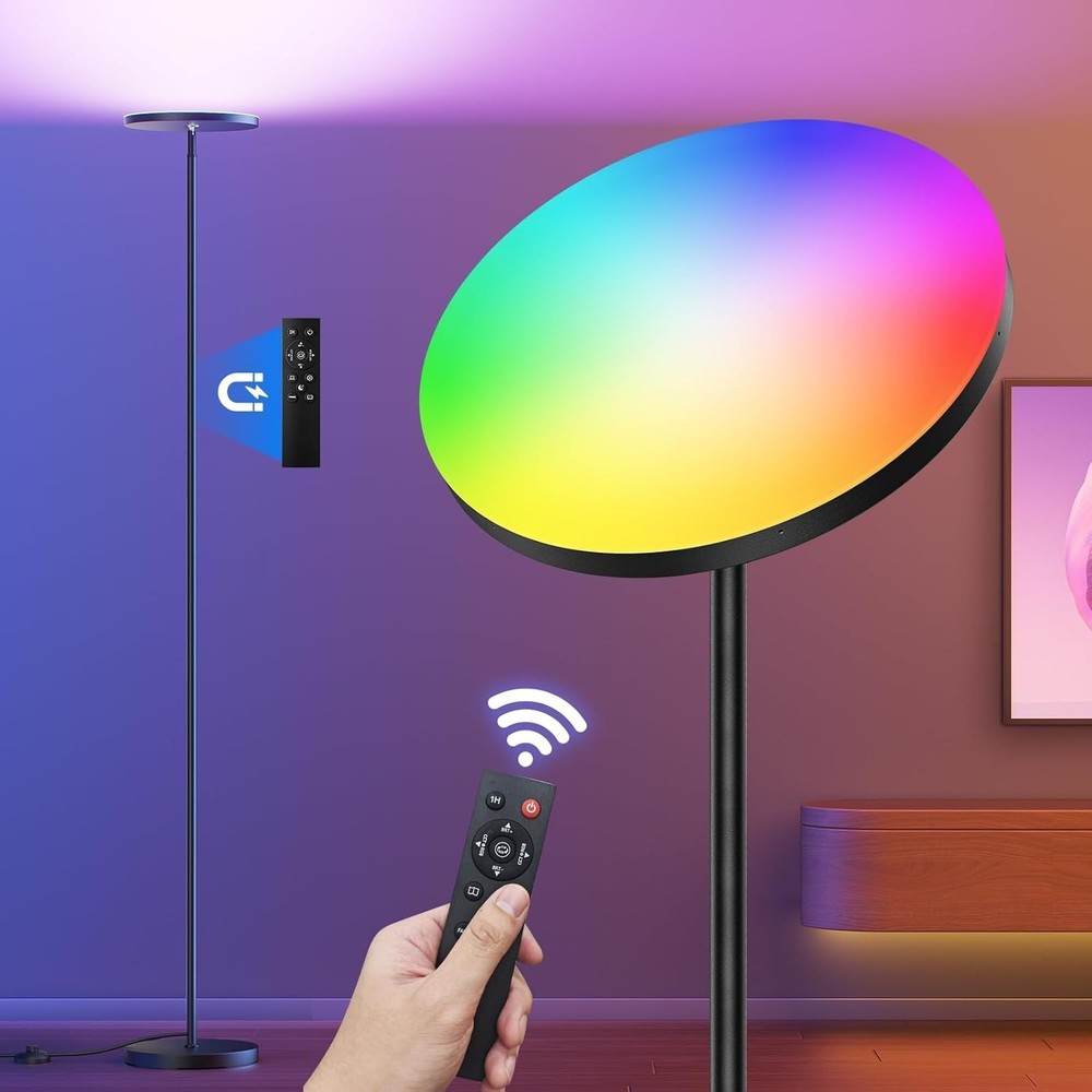 RGB Torchiere Floor Lamp 32W 3200LM Bright LED Standing Light for Living Room