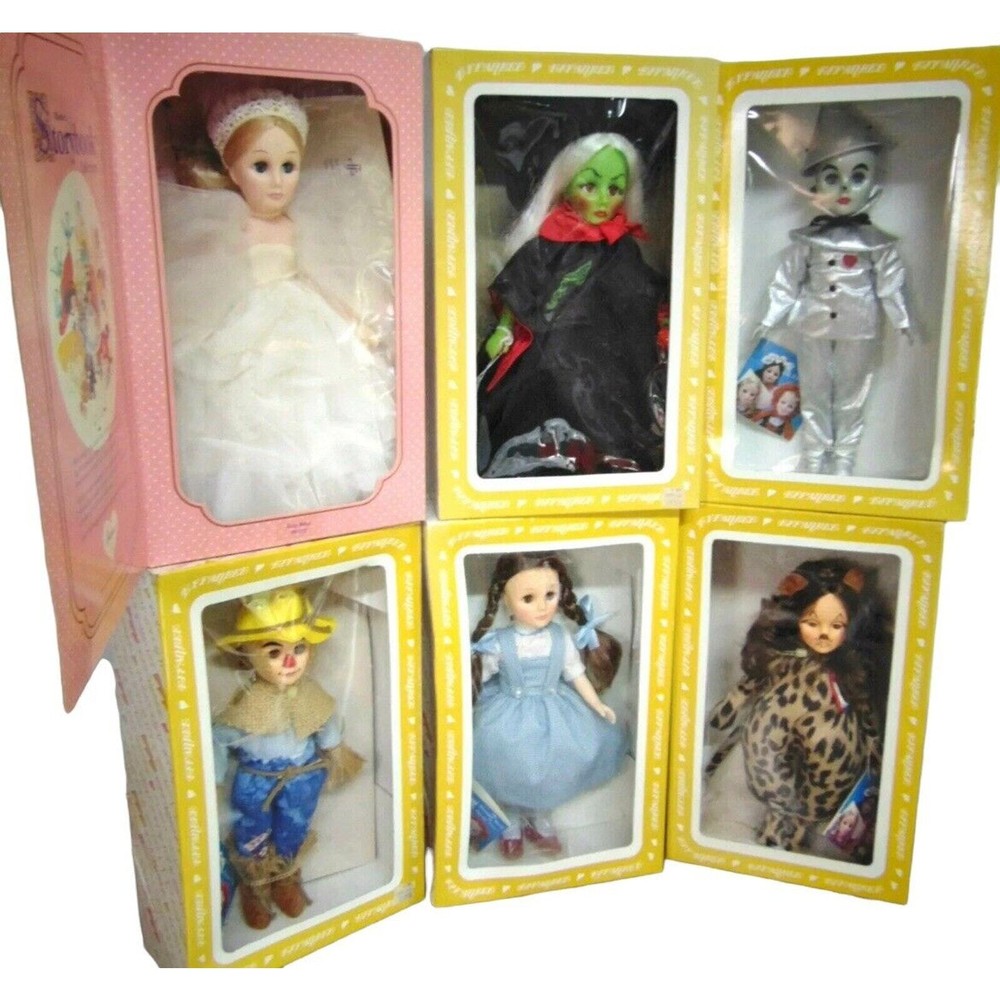 NEW Set (6) Effanbee WIZARD OF OZ DOLL Dorothy Good Witch Lion Tin Man Scarecrow