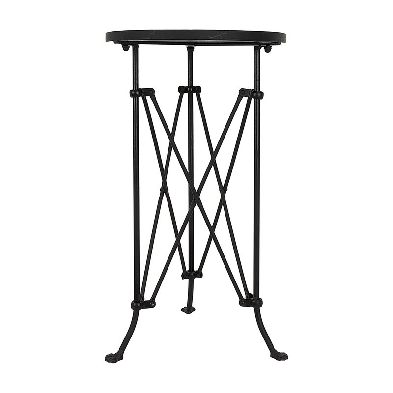 Antique Round Metal Side Table with Claw Feet for Indoor Decor