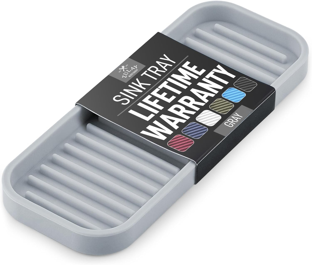 Zulay 9x3.5 Silicone Sponge Holder for Kitchen Sink Flexible Multipurpose Organizer