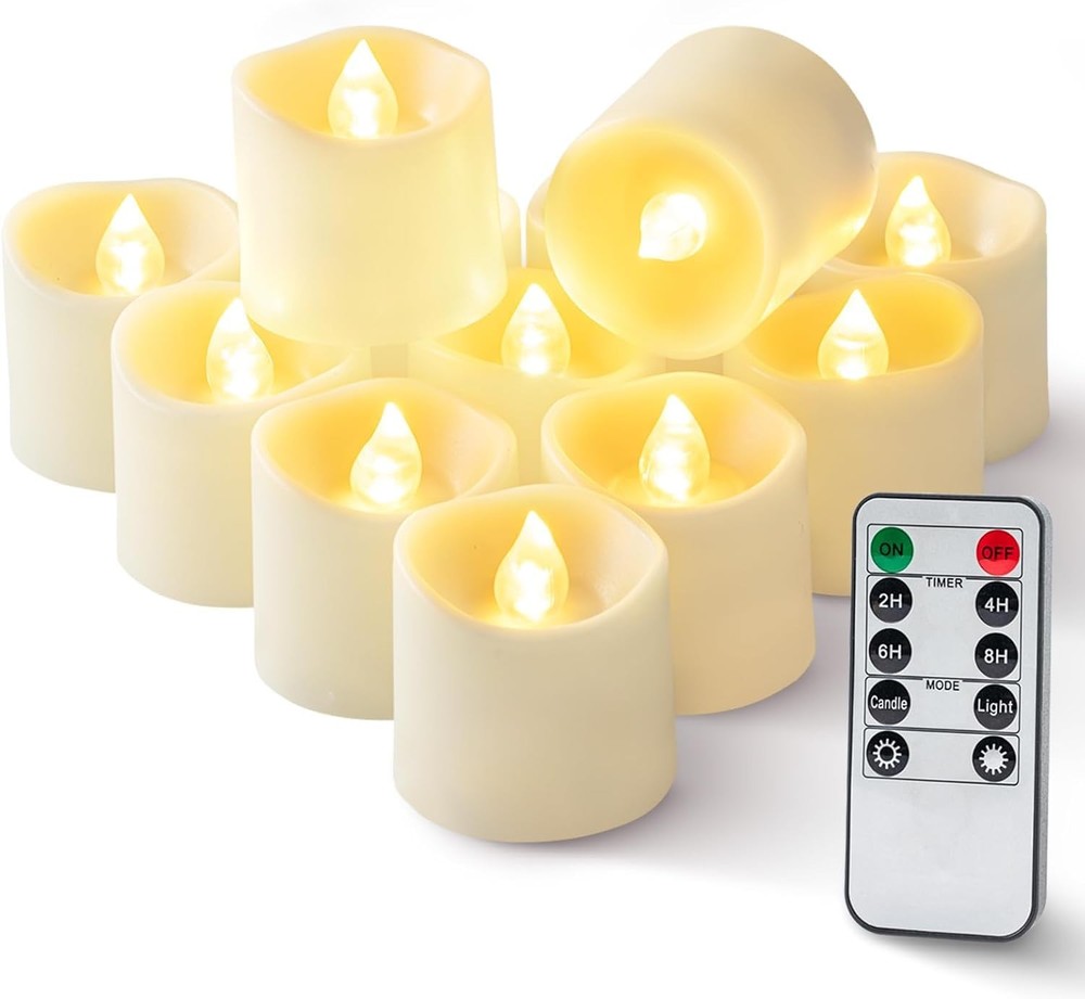24Pack 400+ Hour Flameless Votive Candles with Timer Remote Battery Operated