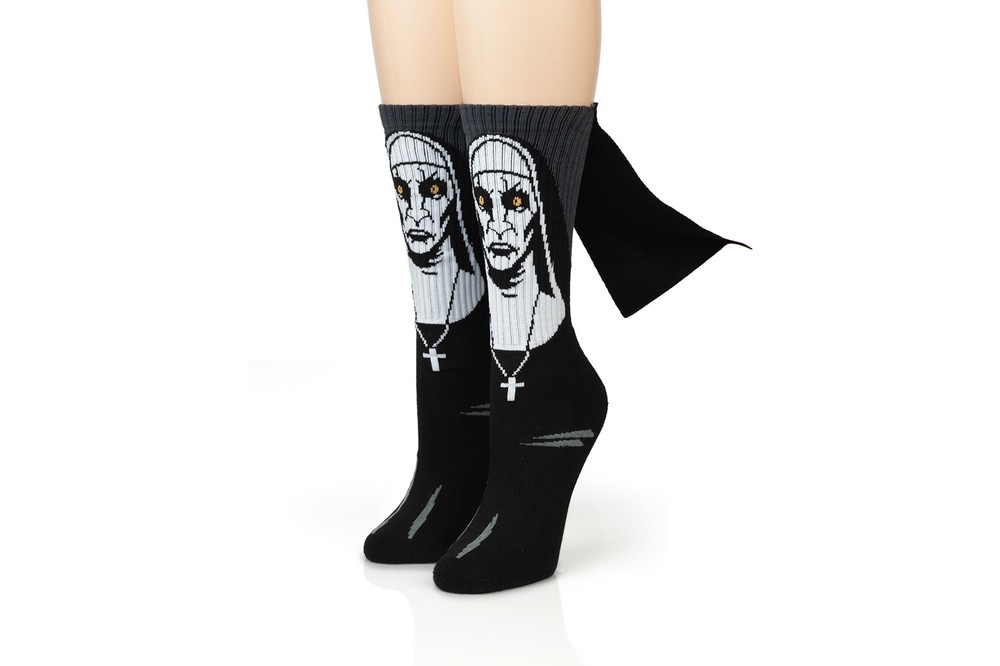Breathable Black 3D Print Nun Athletic Crew Socks - 1 Pair