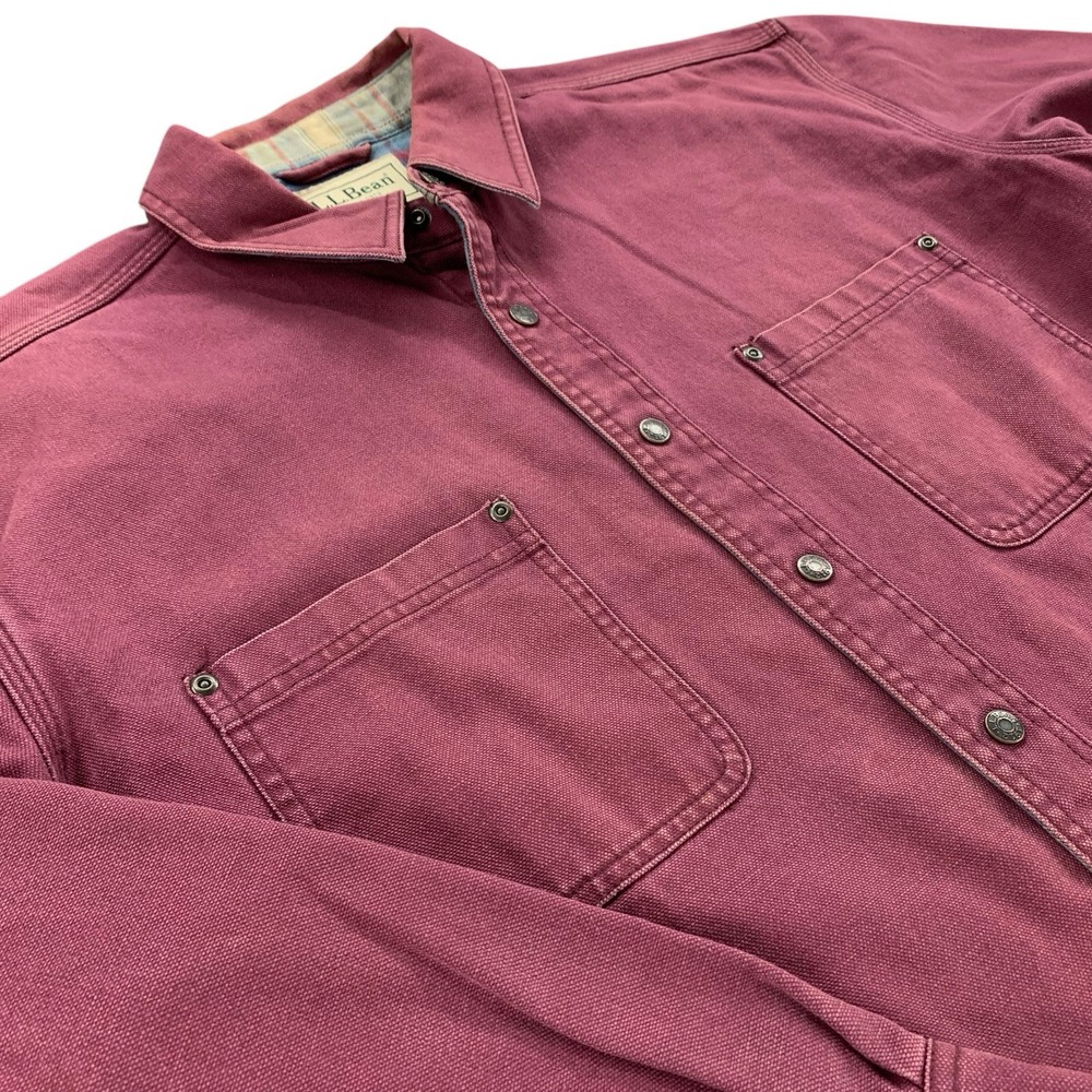 LL Bean Flannel Lined Chore Snap Up Size XL Heavy Shacket 0 YQ21 Fade Distressed