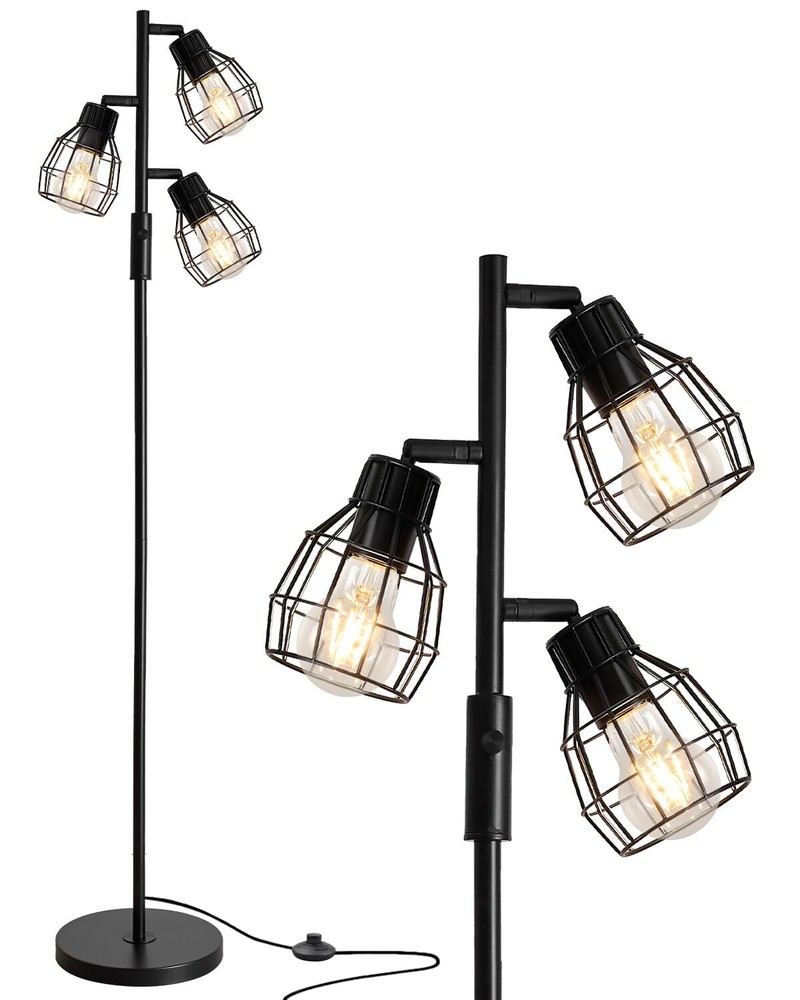 64.25 Modern Floor Lamp for Living Room, Black Industrial Floor Lamp for Bedr...