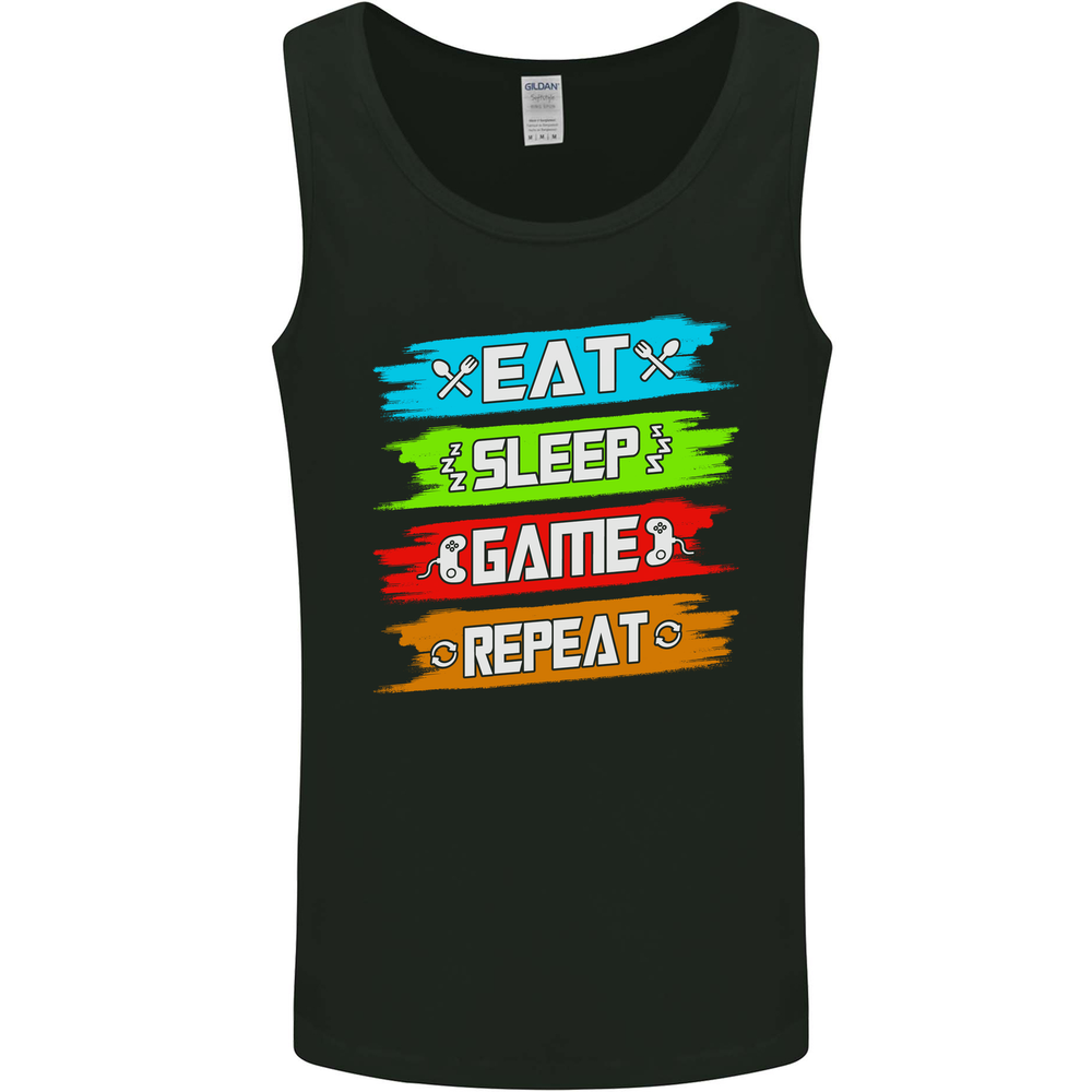 Eat Sleep Game Funny Gamer Gaming Mens Vest Tank Top
