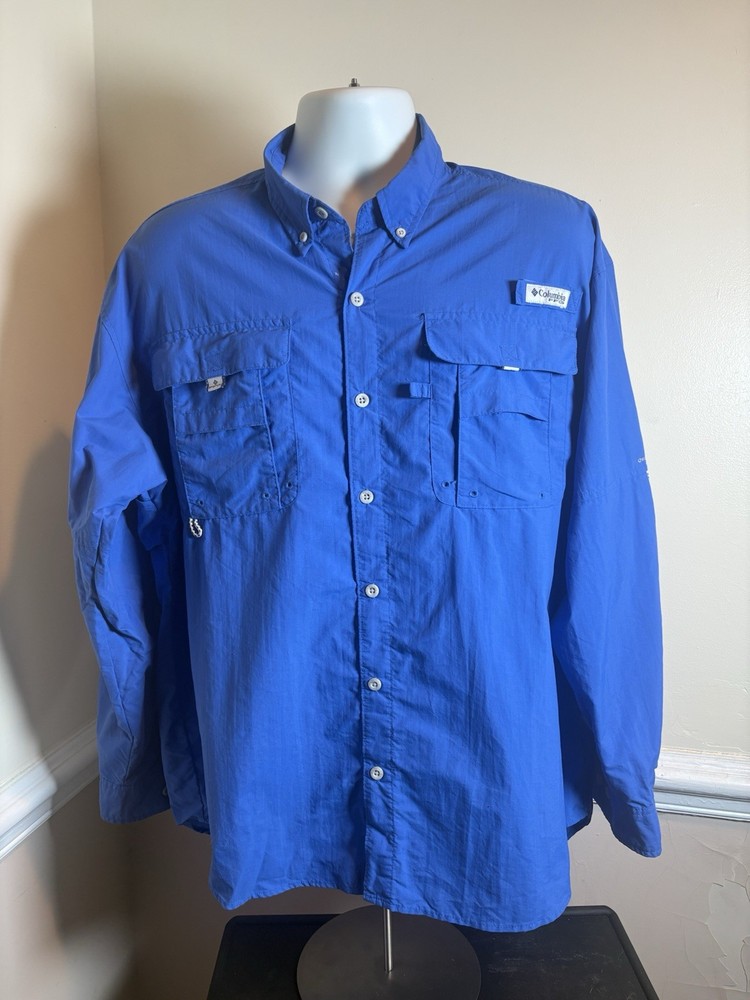 Columbia PFG Vented Shirt Mens 2XL Long Sleeve Omni-Shade Fishing Button Front