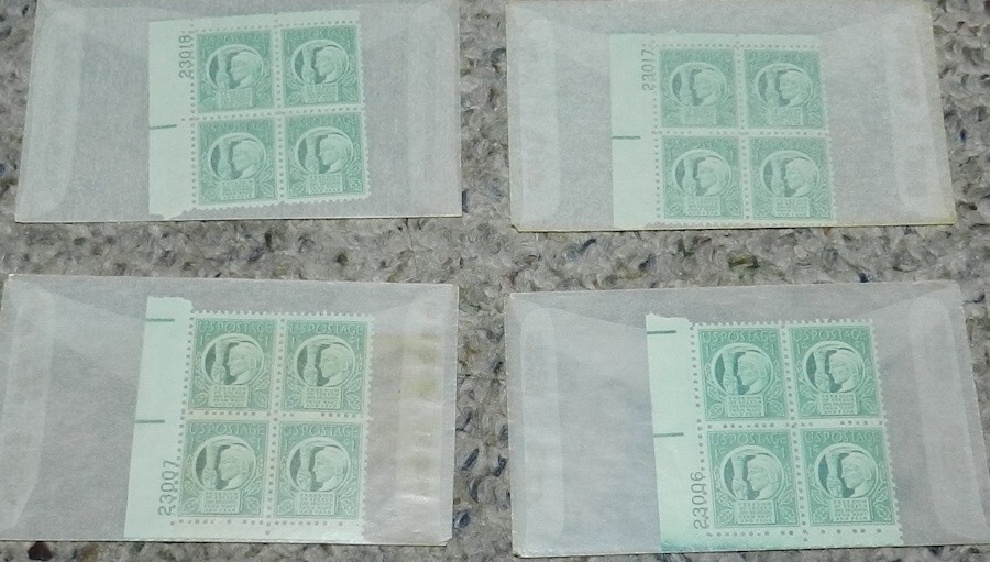 Unused Stamp lot 4 Scott #908 Freedom of Speech and Religion 1 cent Plate Blocks