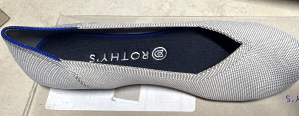 Rothy's Knit Flats Gray Blue Halo Accents Slip On Comfort Women's Size 10.5
