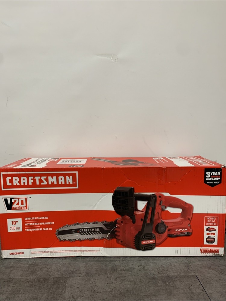Craftsman V20 10-Inch Cordless Chainsaw with 2Ah Battery Kit CMCCS610D1