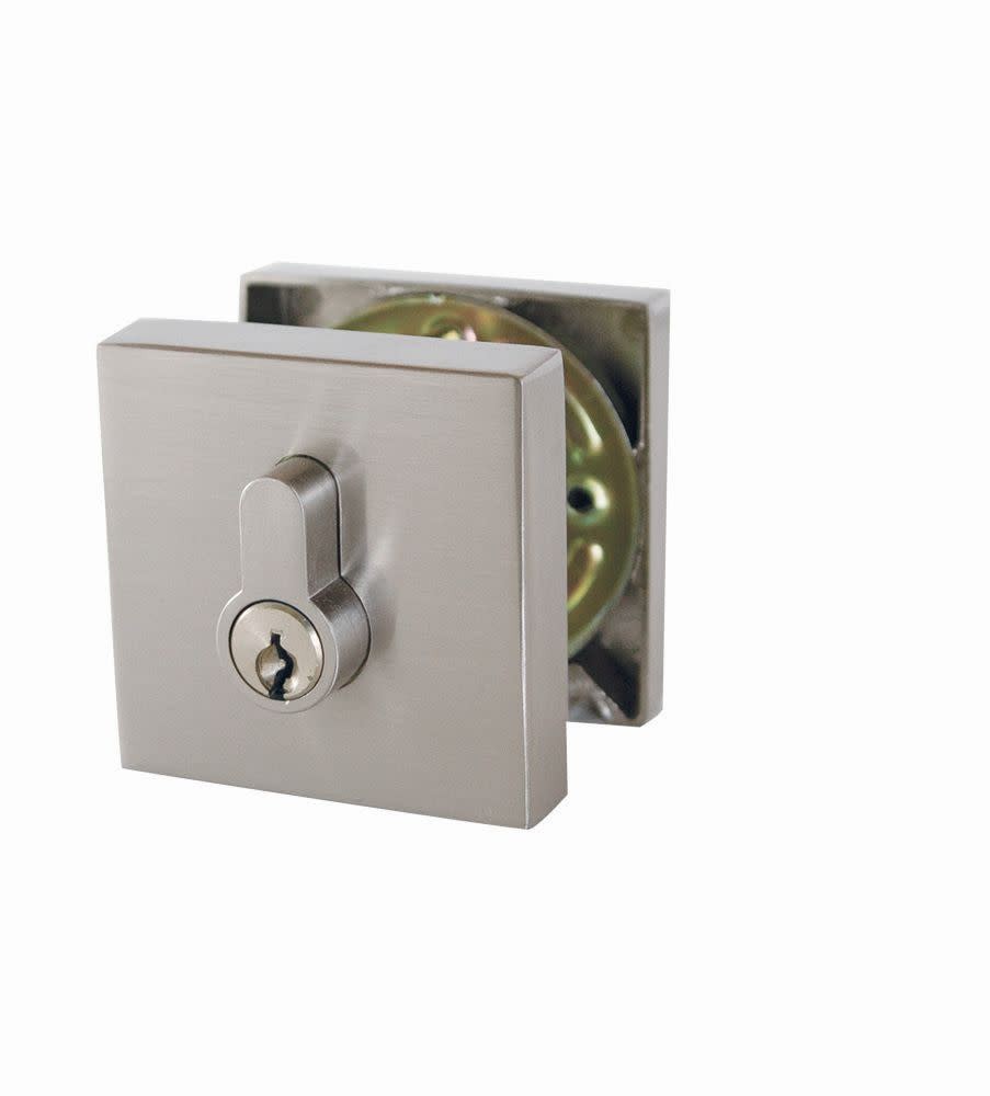 Design House 581835 Emblem Square Single Cylinder Deadbolt Satin Nickel