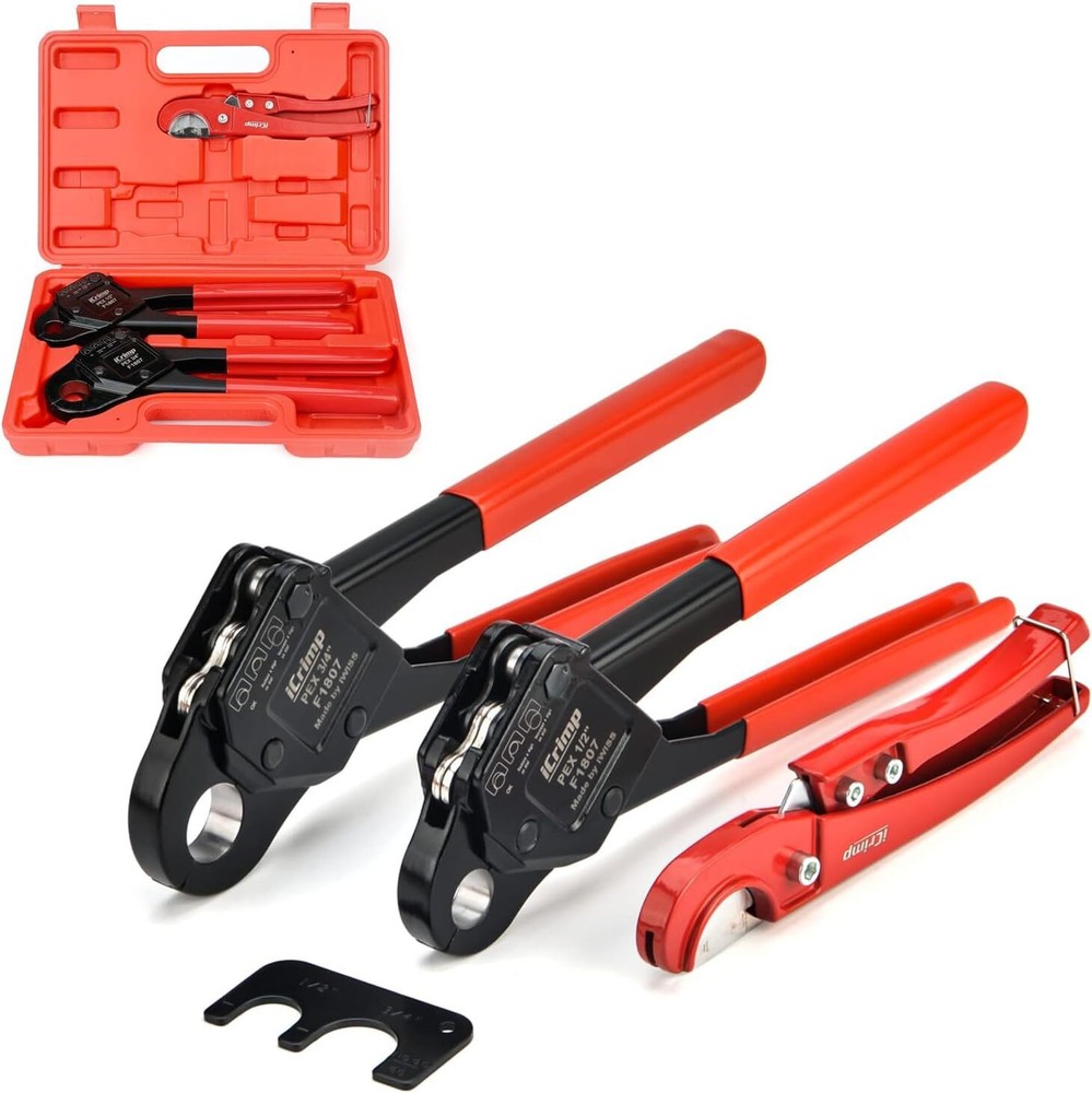 iCrimp Angle Head F1807 PEX Pipe Crimping Tool for Copper Rings - 1/2&3/4-inch