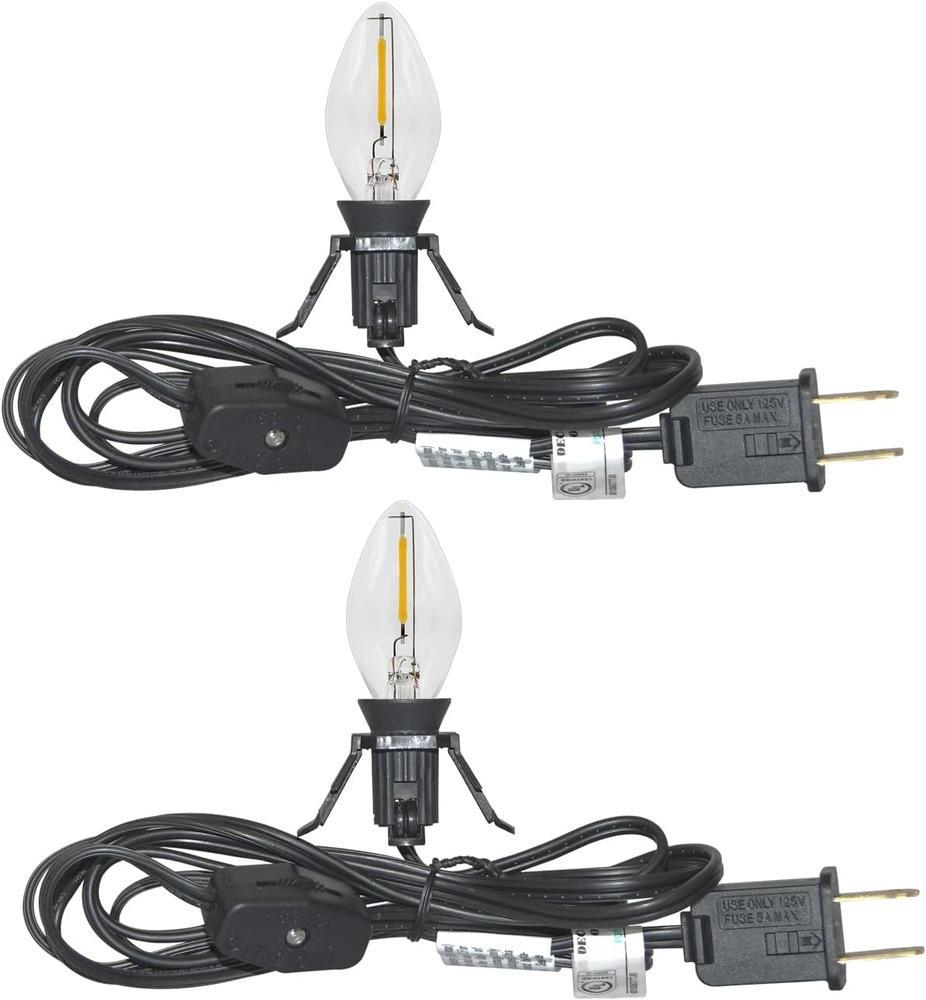 2 Sets 6Ft LED Night Light Cords with Clip and Bulbs