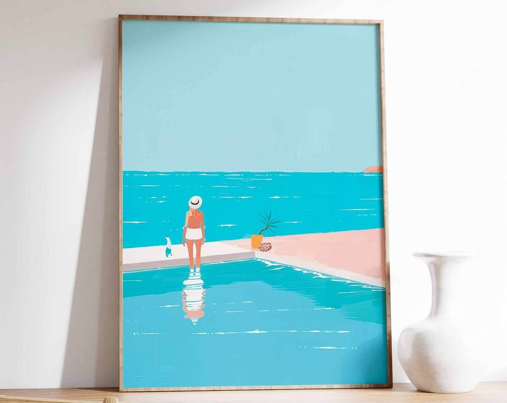 Swimming Pool Wall Art Swimming Art Print Swimming Poster Blue Art Print