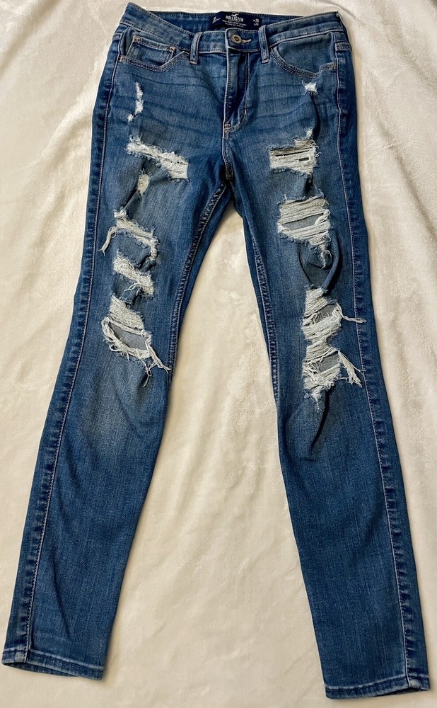 Hollister Women's High Rise Super Skinny Soft Stretch Jeans 26x26 3S Distressed