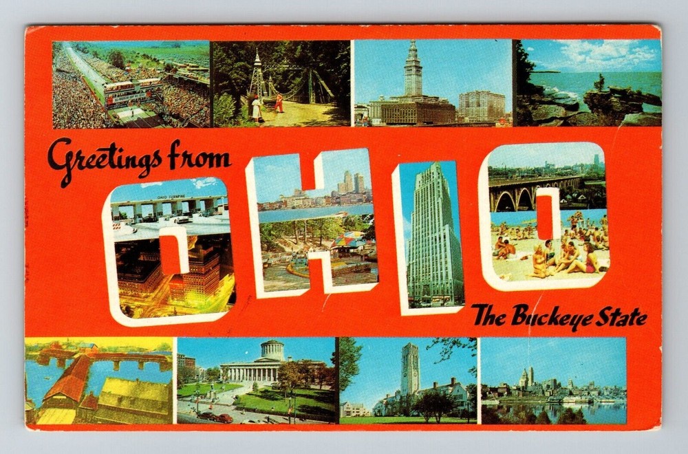 OH-Ohio, General Greetings, LARGE LETTERs, Landmarks, Vintage Postcard