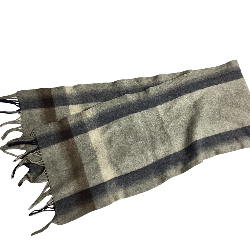 Soft Gray-Blue Striped Cashmere Scarf – Warm Winter Accessory for Women