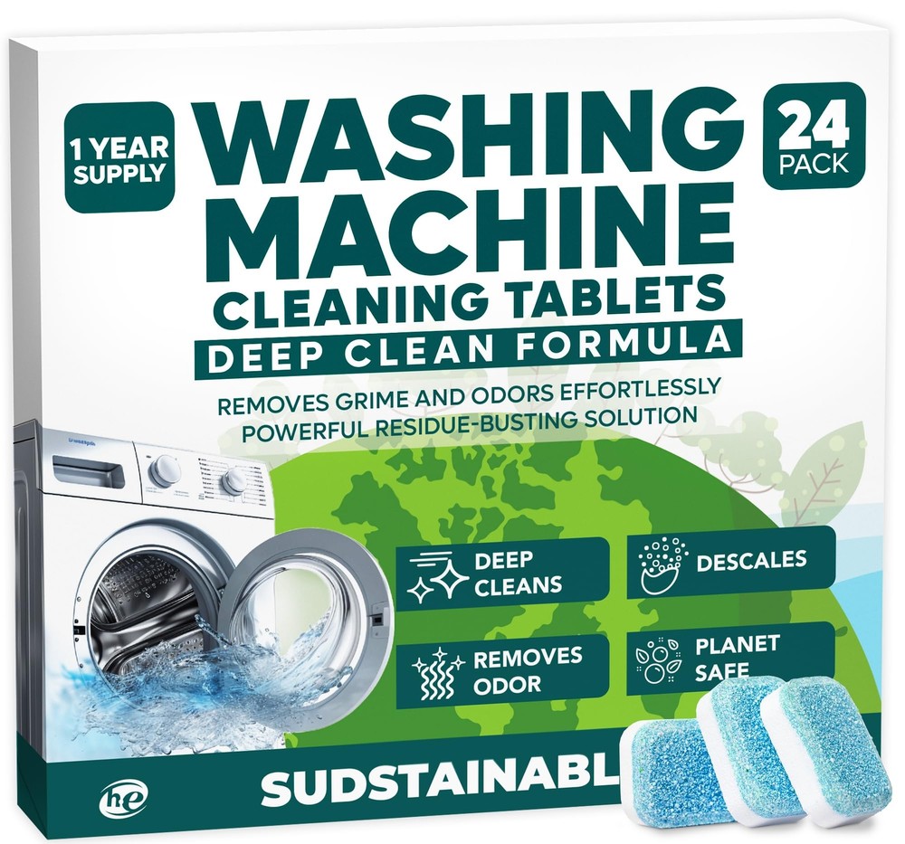 24-Pack Washing Machine Cleaner Tablets for Deep Cleaning & Freshness