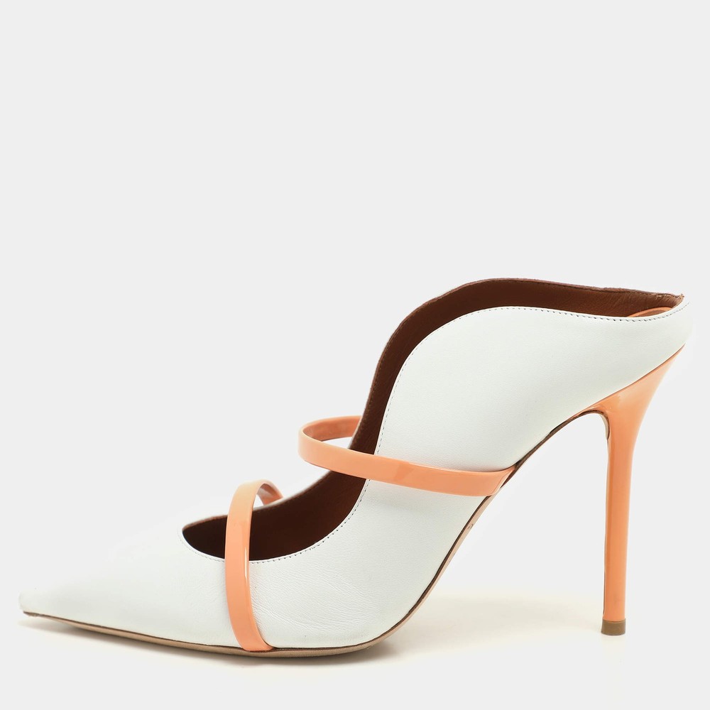 Malone Souliers WhitePeach Leather Maureen Mules Size 38
