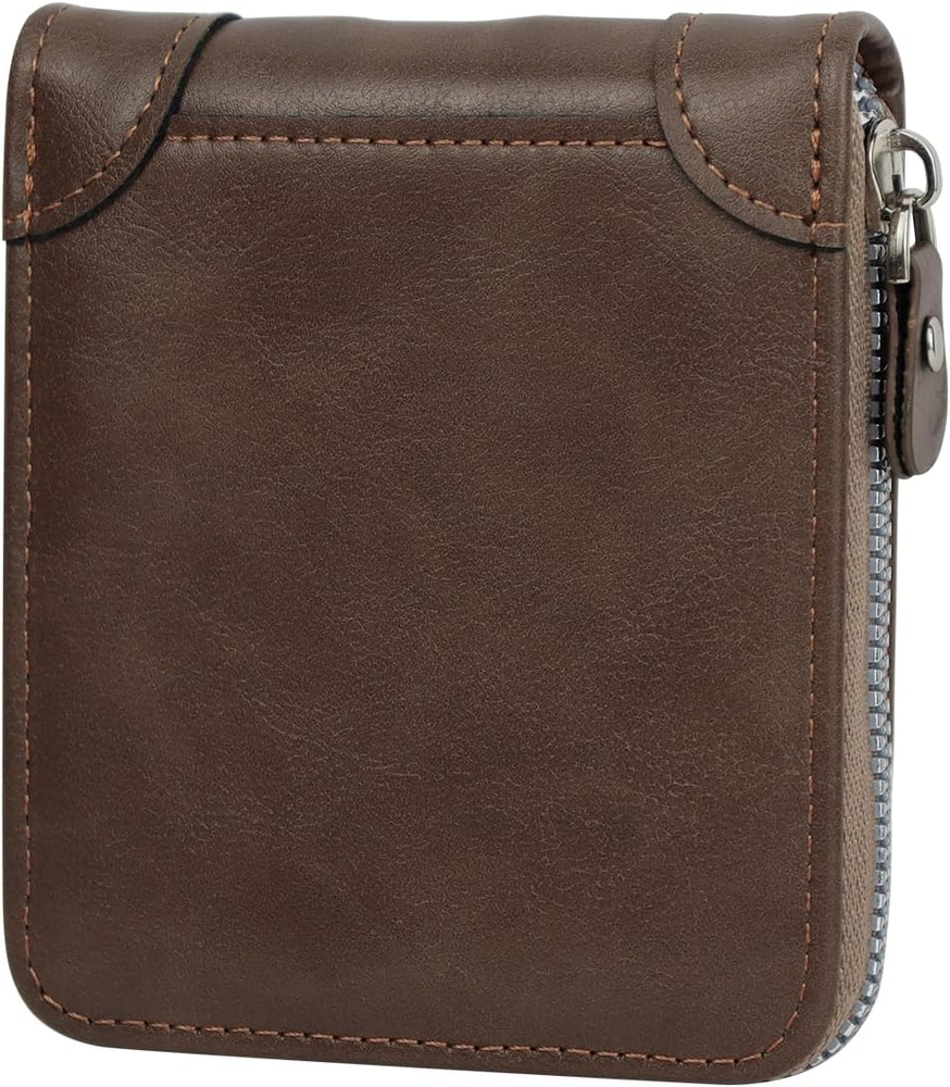 Wallets for Men, Leather Mens Wallet with Smooth Zipper, Wallet for Men with Zip