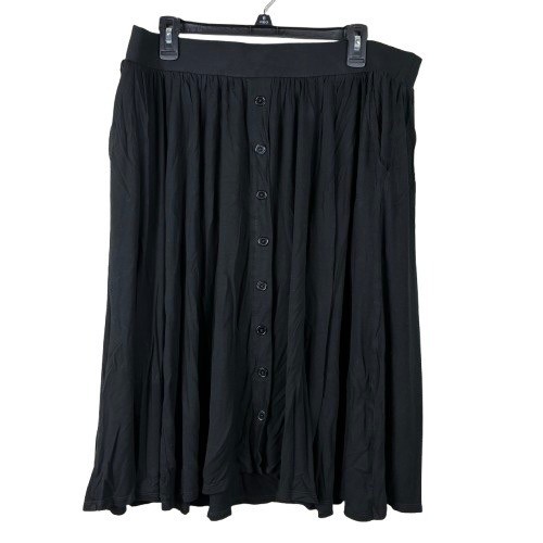 Torrid Mid Super Soft Button-Front Skirt Deep Black Size 2X Softcore Boho