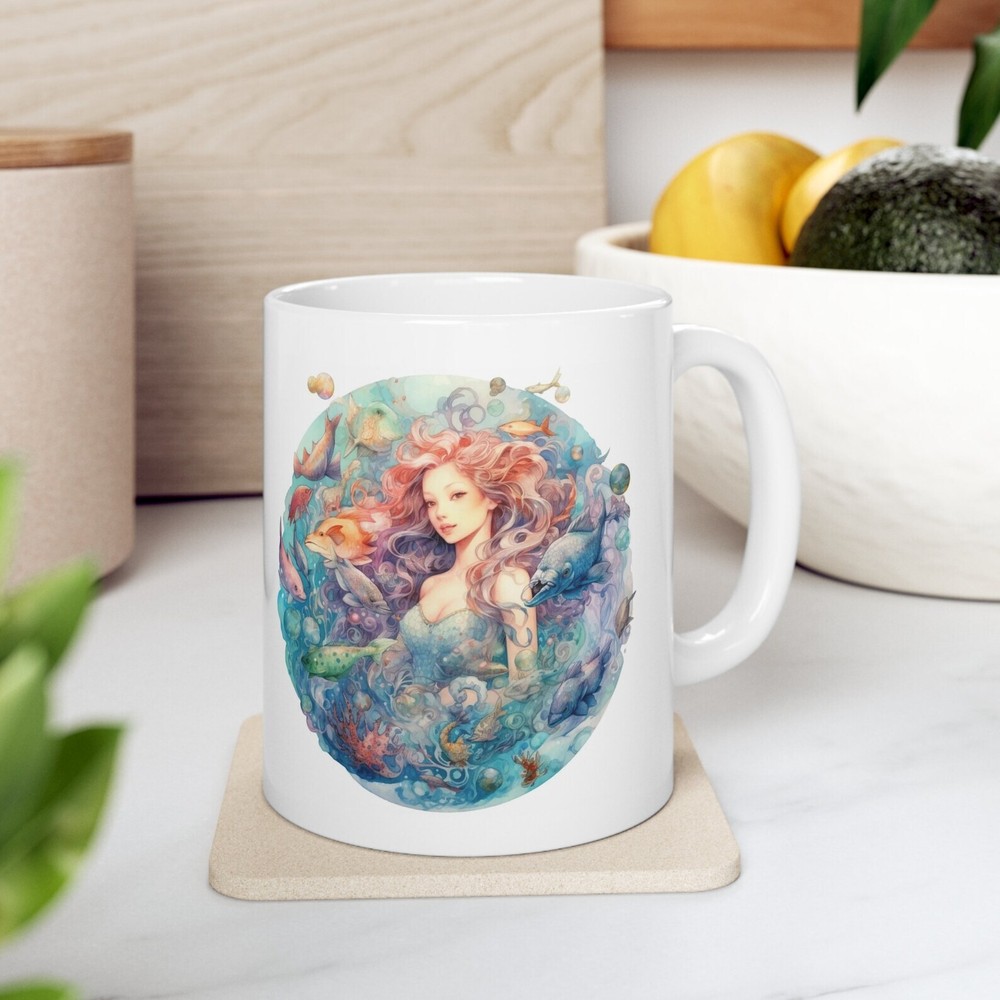 Taza de cerámica Mermaid Under The Sea 11 oz