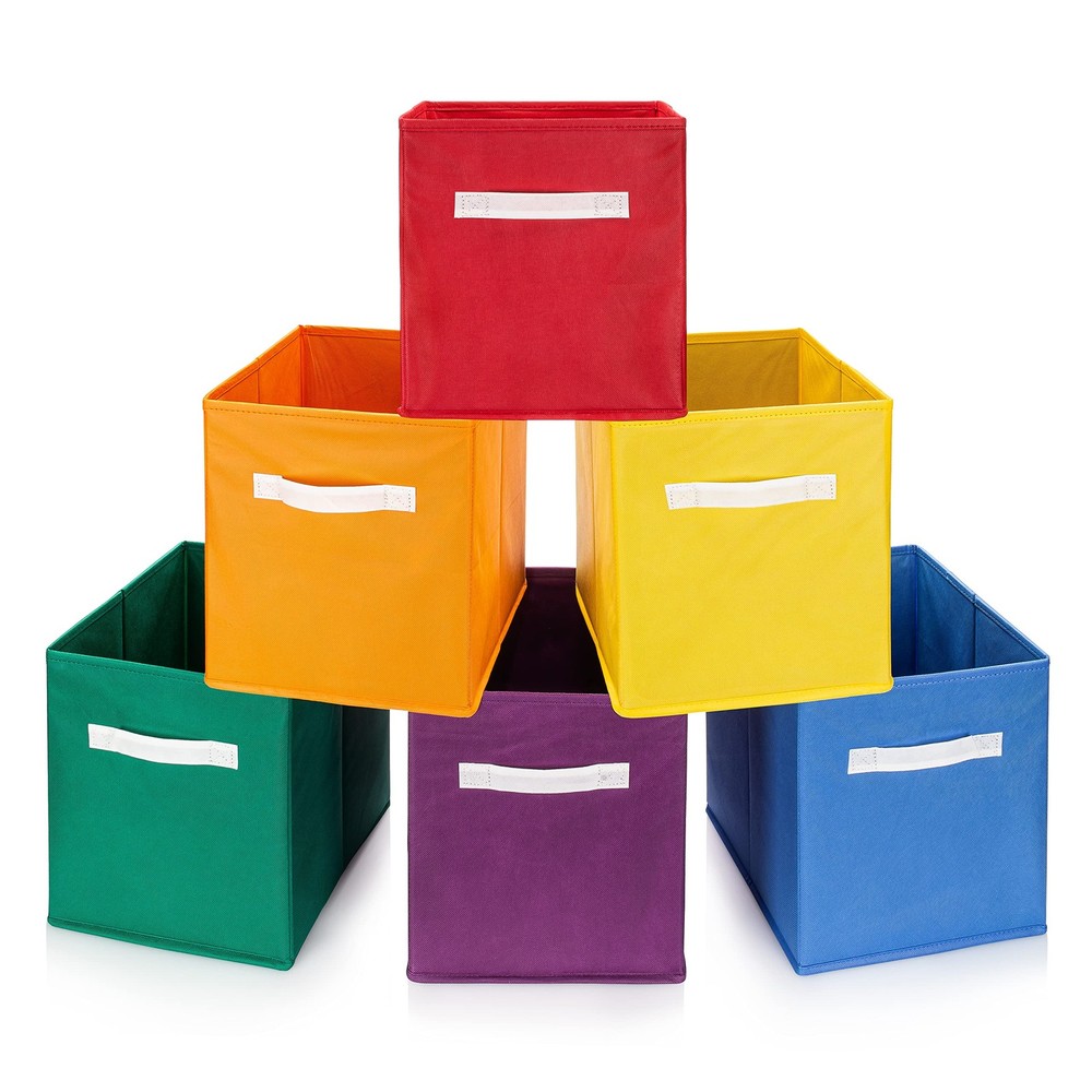 6-Piece Rainbow Cube Storage Bins 10.5x10.5 for Bedroom Closet Organization