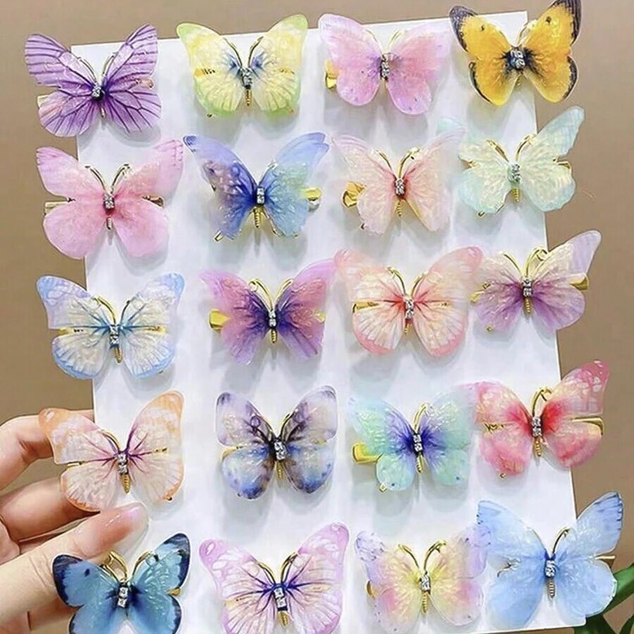 12pcs Girls' Colorful Butterfly Hair Clips - Cute Hair Accessories for Daily Wea