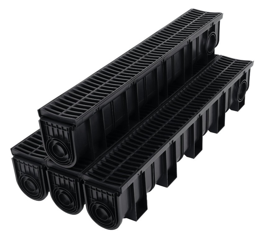 3/4/5/6 Pcs Drainage Trench Driveway Channel Drain Kit Plastic Grate 5.9x5.1 in