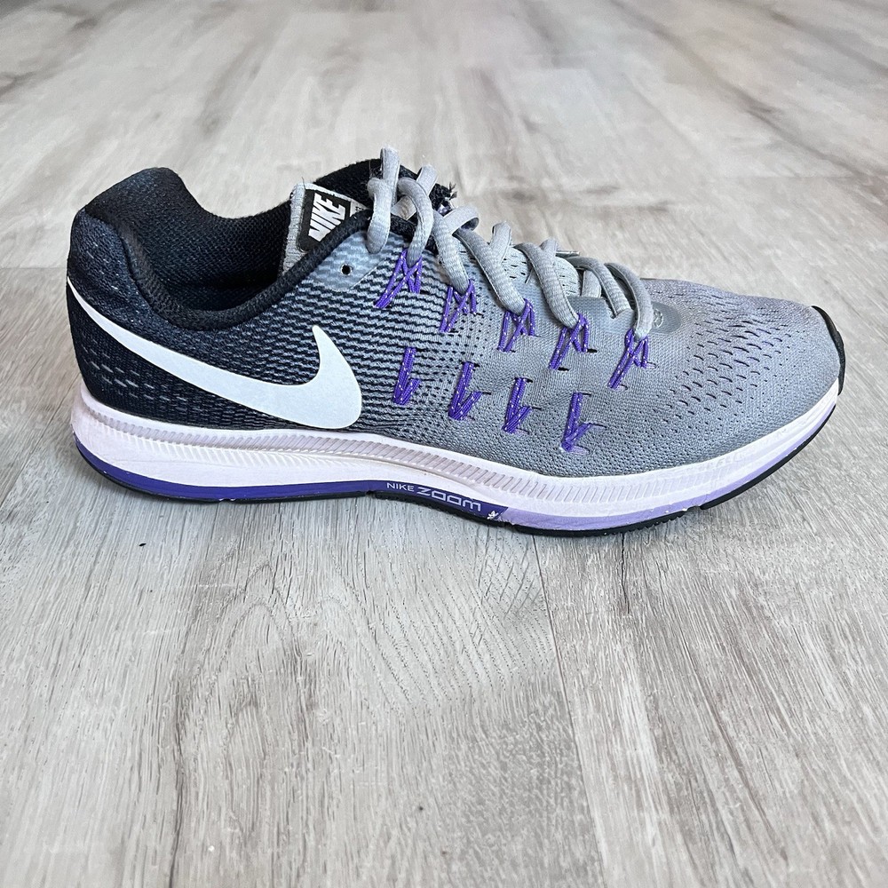 Nike Air Zoom Pegasus 33 831356-003 Womens 8 Gray Purple Running Shoes