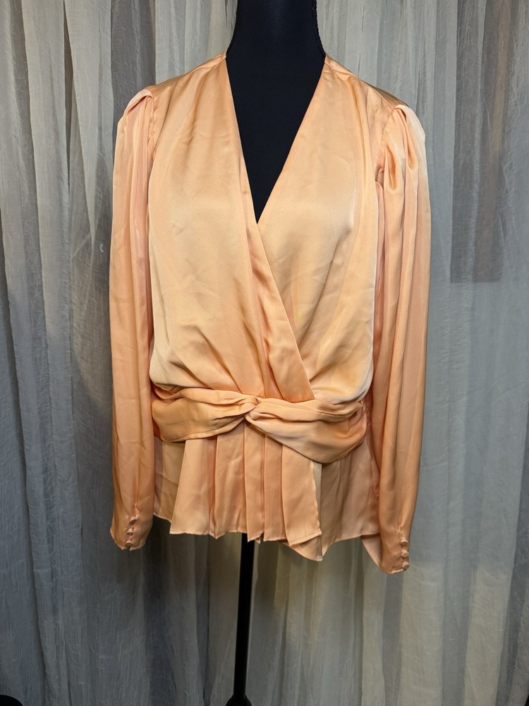 Orange Satin Blouse for Women Size L - Elegant & Comfortable