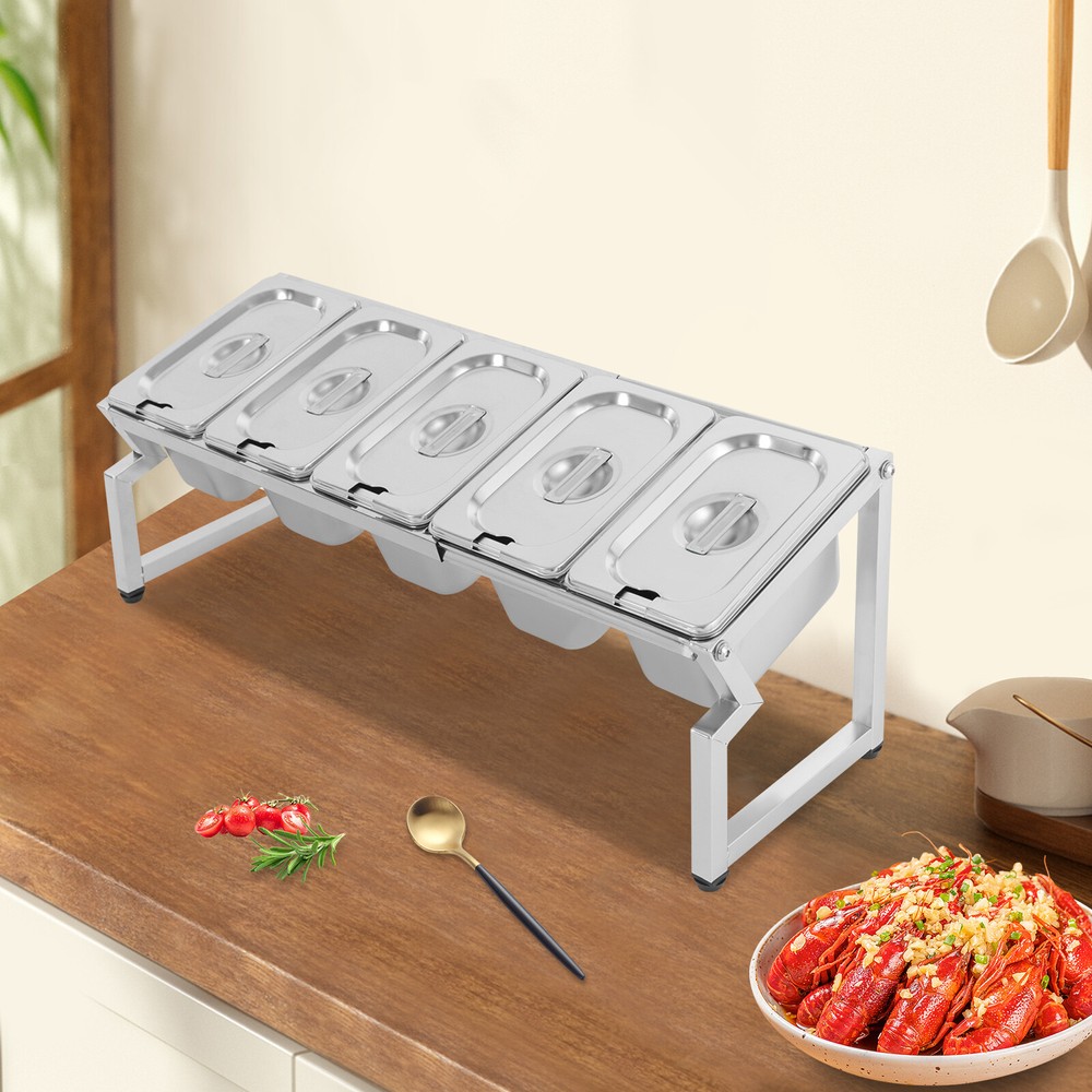 Stainless Steel Spice Rack Organizer with 5 Tier Storage for Spices Sauces Fruits
