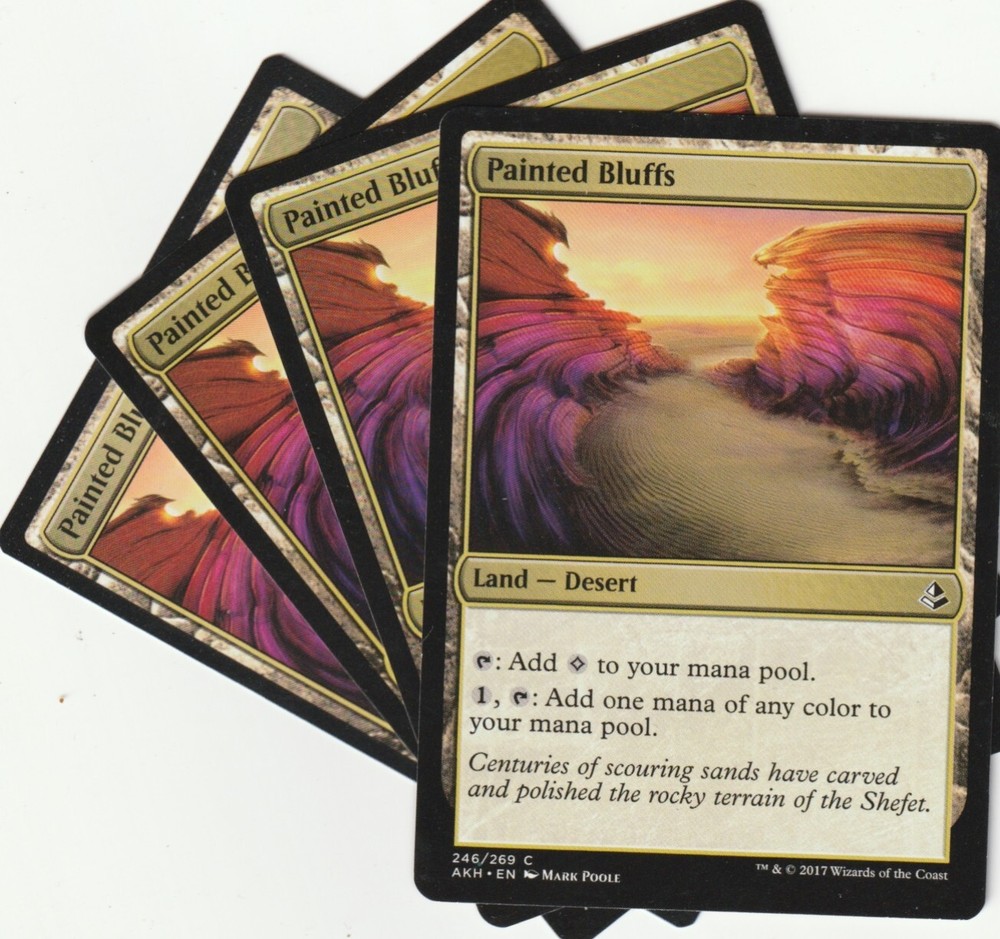 4 MTG Painted Bluffs Nonbasic Land Playset - Magic the Gathering Lands