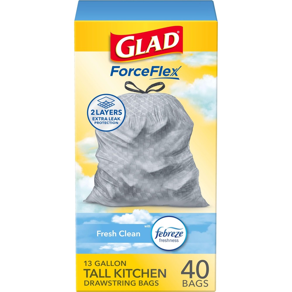 ForceFlex Tall Kitchen Trash Bags 13 Gallon Gain Fresh Clean 40 Count Package...