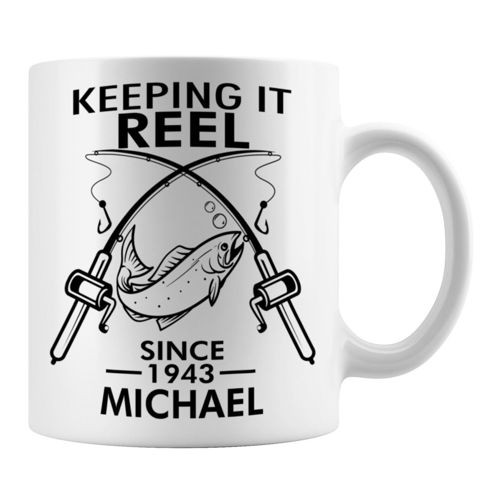 Personalized Fishing Mug for Men - 80th Birthday Gift for Grandpa Dad Uncle Brother  
