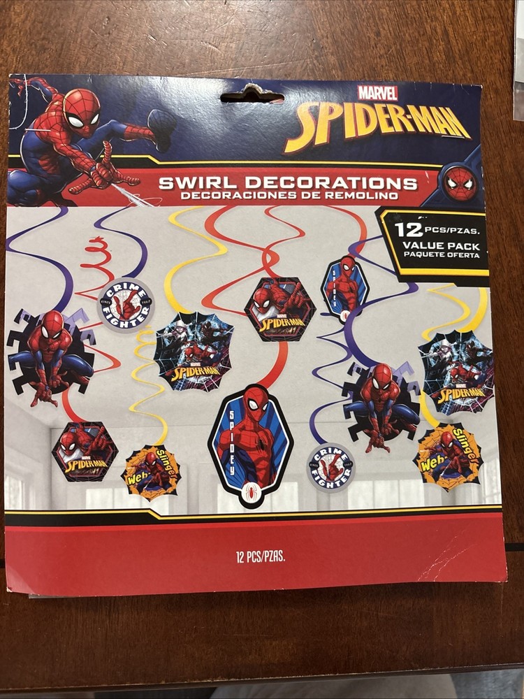 NEW Lot of 2, Spider-Man Swirl Decorations- Set of 12 - (24 total)