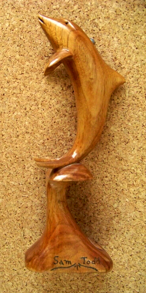 Dolphin figurine statue solid wood by Sam Todd 8.1