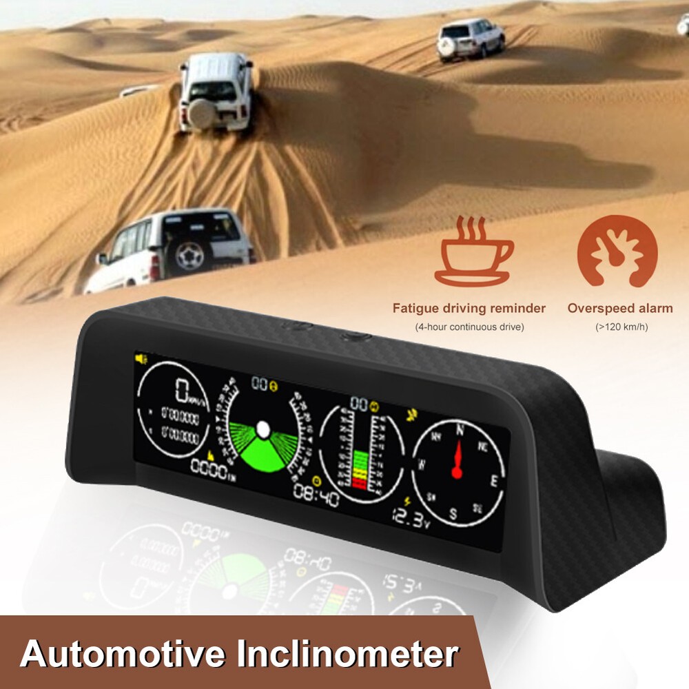 Car HUD Speedometer with GPS Compass and Slope Angle Display